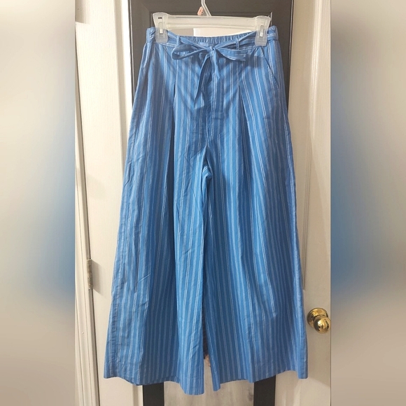 NWT AE Wide Leg Palazzo Stripped Pant. Lined w/Pockets Spring 25 Collection. - Picture 1 of 7